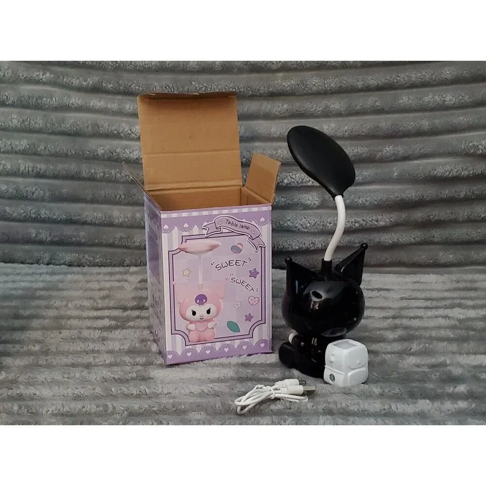 Set of 3 Small Kuromi Table Lamps 2 Black/ 1 Pink New